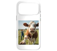 Carcasa para iPhone 17 Pro MAX Cow Selfie Running Away from Farmer Humor Country Funny Life