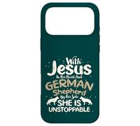 Carcasa para iPhone 17 Pro MAX Cristianismo Jesús Corazón Pastor Alemán a Lado Cristiano