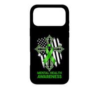 Carcasa para iPhone 17 Pro MAX Cruz de concienciación sobre la Salud Mental, Cinta Verde, Bandera Americana