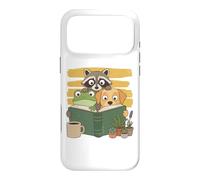 Carcasa para iPhone 17 Pro MAX Curious Reading Animals Frog Raccoon Dog Book Lover