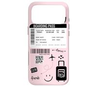 Carcasa para iPhone 17 Pro MAX Cute Airplane Boarding Travel Pass Happy Doodle Blush Pink