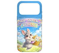 Carcasa para iPhone 17 Pro MAX Cute Bunny Hops Snack Repeat Pastel Spring Huevos Decorativos