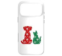 Carcasa para iPhone 17 Pro MAX Cute Cat and Dog Christmas Holiday Red Green Snowflakes Pet