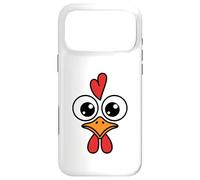 Carcasa para iPhone 17 Pro MAX Cute Chicken Face Kawaii Rooster Big Eyes Heart Comb