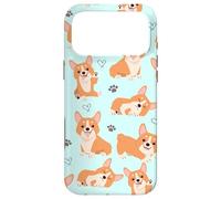 Carcasa para iPhone 17 Pro MAX Cute Corgi Dog with Paws Lover in Aqua Turquoise Pattern