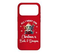 Carcasa para iPhone 17 Pro MAX Cute Dragon Book For All I Want Christmas is Books & Dragons
