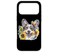 Carcasa para iPhone 17 Pro MAX Cute Funny Girls Watercolor Sunflower Blue Merle Corgi Lover