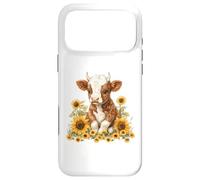 Carcasa para iPhone 17 Pro MAX Cute Highland Cow with Sunflowers Country Heifer Farm Farmer