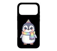 Carcasa para iPhone 17 Pro MAX Cute Kawaii Penguin Rainbow Beanie Scarf Winter