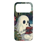 Carcasa para iPhone 17 Pro MAX Cute Spooky Ghost Reading Book Summer Tropical Beach Reader