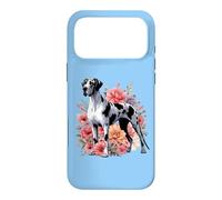 Carcasa para iPhone 17 Pro MAX Cute Womens Girls Cute Funny Floral Flowers Great Dane Lover