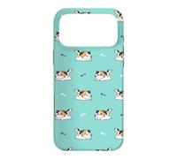 Carcasa para iPhone 17 Pro MAX Cute Womens Girls Teal Kawaii Cat Pattern Calico Cat Lover