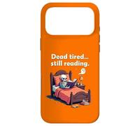 Carcasa para iPhone 17 Pro MAX Dead Tired Still Reading Skeleton Humor