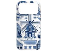 Carcasa para iPhone 17 Pro MAX Delft Pattern, Países Bajos Molinos de Viento, Cultura Holandesa