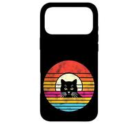 Carcasa para iPhone 17 Pro MAX Desgastado Retro Atardecer Gato Negro Gato Mamá Gato Papá