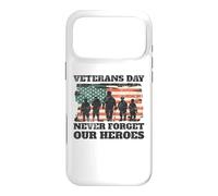 Carcasa para iPhone 17 Pro MAX Día de los Veteranos Nunca Olvides a Nuestros Héroes Soldados Bandera de Estados Unidos