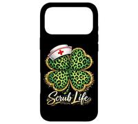 Carcasa para iPhone 17 Pro MAX Día de San Patricio Nurse Scrub Life Leopard Shamrock