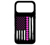 Carcasa para iPhone 17 Pro MAX Día de San Valentín Corazones Rosa Bandera Americana Amante Patriótico