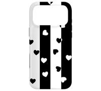 Carcasa para iPhone 17 Pro MAX Día de San Valentín Negro Blanco Rayas Verticales corazón Minimalista