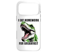 Carcasa para iPhone 17 Pro MAX Dinosaur School Kids Humor - I Eat Homework for Breakfast