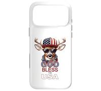 Carcasa para iPhone 17 Pro MAX Dios Bendiga a los Estados Unidos, Divertido Sombrero patriótico y Genial con Forma de Ciervo