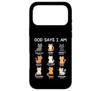 Carcasa para iPhone 17 Pro MAX Dios Dice Que Soy - Amante de los Gatos - Verso de la Biblia - Cristo - Cristiano