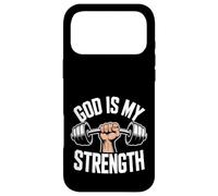 Carcasa para iPhone 17 Pro MAX ¡Dios es mi Fuerza! Fe Cristiana Jesucristo Gimnasio