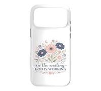 Carcasa para iPhone 17 Pro MAX Dios está Trabajando Cristiano Floral Fe Cita
