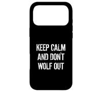 Carcasa para iPhone 17 Pro MAX Disfraz Divertido de Hombre Lobo para Halloween con Texto en inglés Keep Calm Don't Wolf out