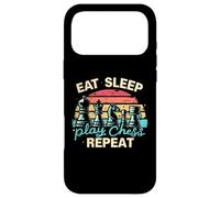 Carcasa para iPhone 17 Pro MAX Divertida Camiseta Eat Sleep Play Chess Repeat para un Jugador de ajedrez
