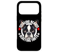 Carcasa para iPhone 17 Pro MAX Divertido Boston Terrier Robando Corazones Volando Pedos Lindo Perro