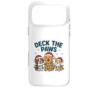 Carcasa para iPhone 17 Pro MAX Divertido diseño navideño de Perro para los Amantes de Las Mascotas Deck The Paws Pun