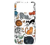 Carcasa para iPhone 17 Pro MAX Divertido Gato Doodle Patrón Colorido Amante De Las Mascotas