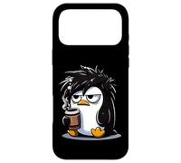 Carcasa para iPhone 17 Pro MAX Divertido Linux Tux Penguin Café De Dibujos Animados Gruñón Estresado