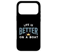 Carcasa para iPhone 17 Pro MAX Divertido refrán para navegantes La Vida es Mejor en un Barco