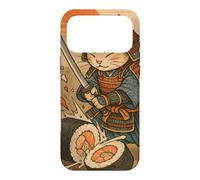 Carcasa para iPhone 17 Pro MAX Divertido Sushi Samurai Cat Dojo Puesta de Sol Ukiyo-e Manga Kanji Art