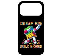 Carcasa para iPhone 17 Pro MAX Dream Big Build Bigger Funny Blocks Bricks Master Builder