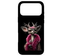 Carcasa para iPhone 17 Pro MAX Elegante Retrato De Ciervo Moda Animal Vino Tinto Gráfico
