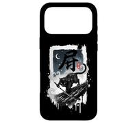 Carcasa para iPhone 17 Pro MAX Espada Katana Samurai Ninja para Techo de Gatito Negro, Arte japonés