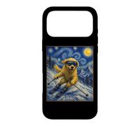 Carcasa para iPhone 17 Pro MAX Esquí Golden Retriever Art Skiier Perro en Ski Hill