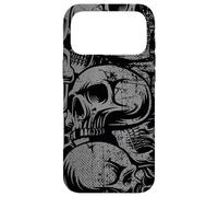 Carcasa para iPhone 17 Pro MAX Estilo 90s Gris Negro Cráneos Tatuaje Tradicional Americano
