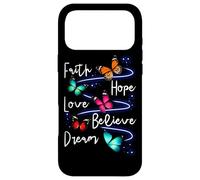 Carcasa para iPhone 17 Pro MAX Faith Hope Love Believe Dream Butterfly - Cita inspiradora