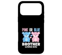 Carcasa para iPhone 17 Pro MAX Fiesta de revelación de género con Texto en inglés Brother Loves You Bear Rosa o Azul