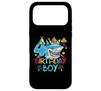 Carcasa para iPhone 17 Pro MAX Fiesta temática del océano del tiburón del Cuarto cumpleaños de 4 años para niño