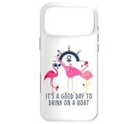 Carcasa para iPhone 17 Pro MAX Flamingo Drinking Wine It's a Good Day to Drink on a Boat