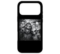 Carcasa para iPhone 17 Pro MAX Funny Alien and Bigfoot Selfie UFO Rock on Sign Sasquatch