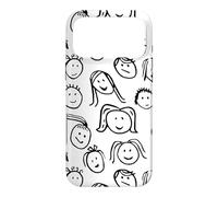 Carcasa para iPhone 17 Pro MAX Funny Artsy Linocut Kids Faces, Lindo Sonriendo riendo