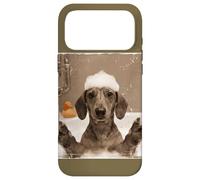 Carcasa para iPhone 17 Pro MAX Funny Bathtub Dog Dachshund Selfie