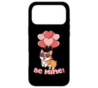Carcasa para iPhone 17 Pro MAX Funny Be Mine Valentines Day Heart Balloons Corgi Dog Lover