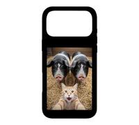 Carcasa para iPhone 17 Pro MAX Funny Cat Selfie with Pigs Design - Cute Animal Pig Lovers